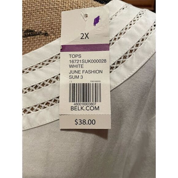 Kim Rogers Women's 2XL White Off Shoulder Blouse Lace Detail Summer - Picture 4 of 9